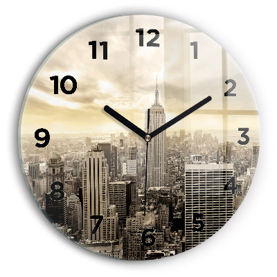 Ceas perete din sticlă rotund Zgârie-nori din New York