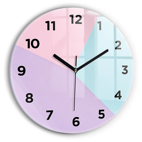 Ceas perete din sticlă rotund Model pastel