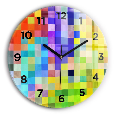 Ceas perete din sticlă rotund Compoziție pătrată