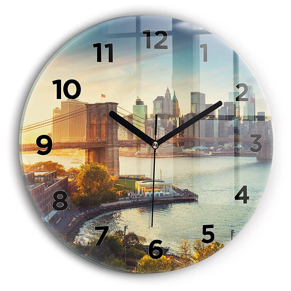 Ceas perete din sticlă rotund New York Manhattan