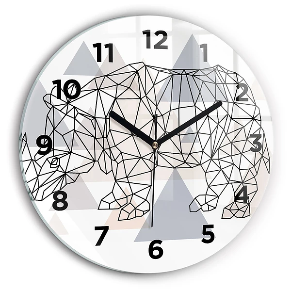 Ceas de sticlă pe perete rotund Model geometric