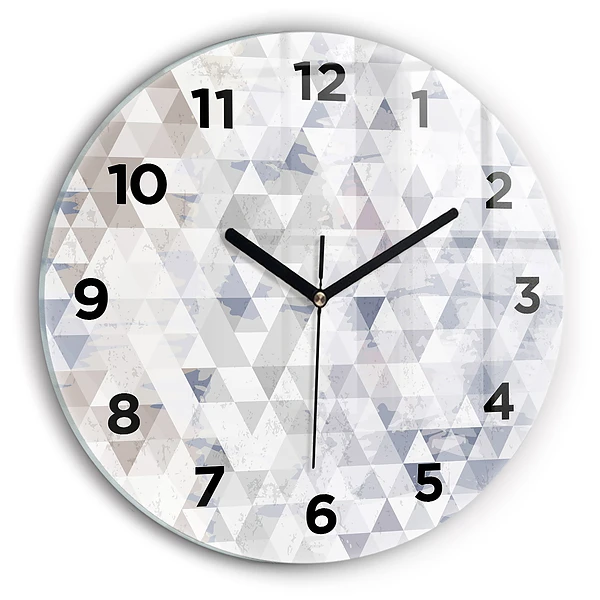 Ceas perete din sticlă rotund Model geometric