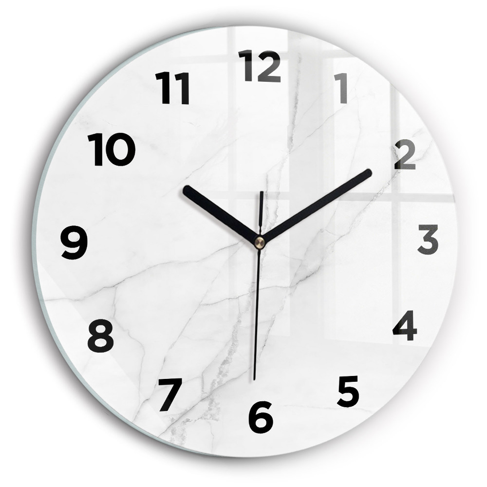 Ceas de sticlă pe perete rotund Marmură decorativă