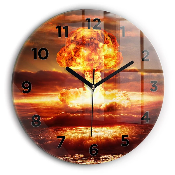 Ceas de sticlă pe perete rotund Explozia unei bombe atomice