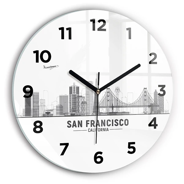 Ceas din sticlă rotund Panorama San Francisco