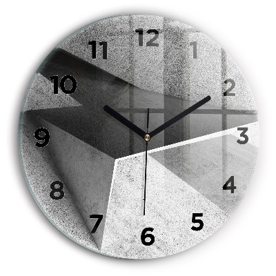 Ceas de sticlă pe perete rotund Triunghiuri abstracte