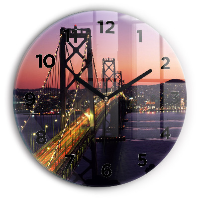 Ceas perete din sticlă rotund Apus de soare din SUA