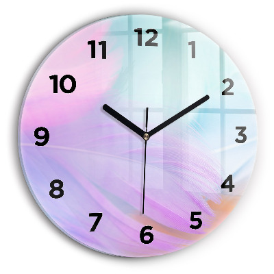 Ceas din sticlă rotund Pene colorate