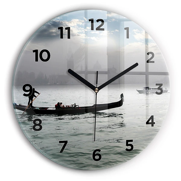 Ceas perete din sticlă rotund Gondola in Venetia