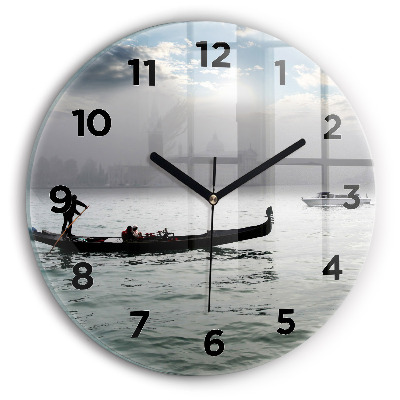 Ceas perete din sticlă rotund Gondola in Venetia