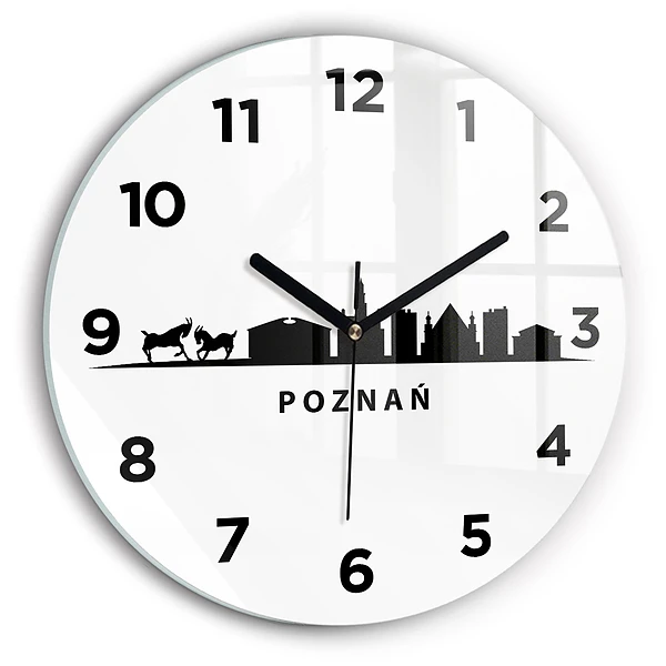 Ceas din sticlă rotund Grafică panoramică Poznań