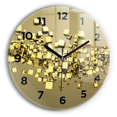Ceas perete din sticlă rotund Pătrate de aur