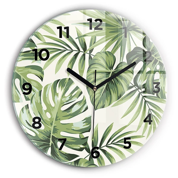 Ceas de sticlă pe perete rotund Model tropical