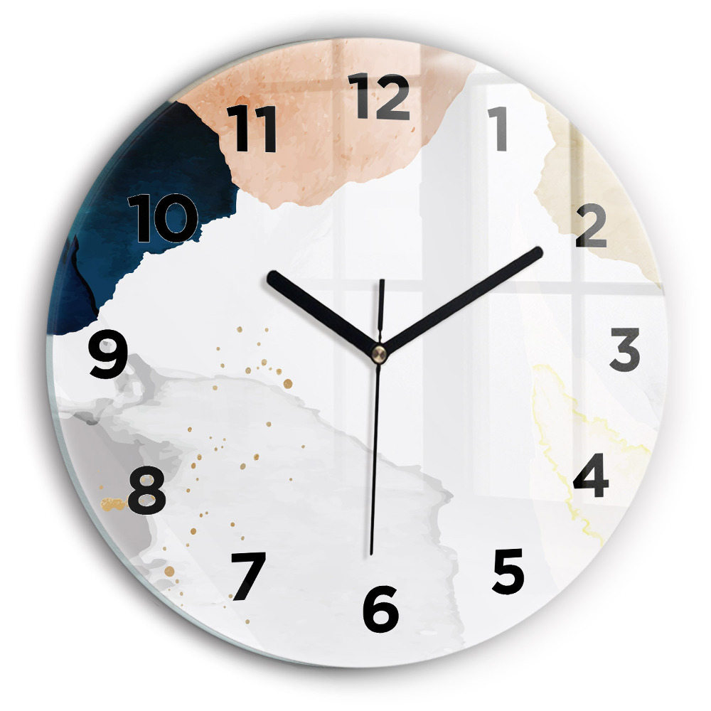 Ceas perete din sticlă rotund Pete de abstracție