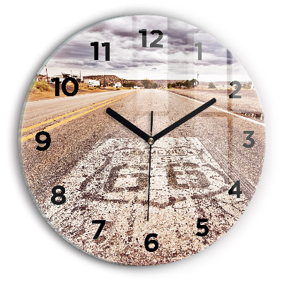 Ceas perete din sticlă rotund Route 66 SUA