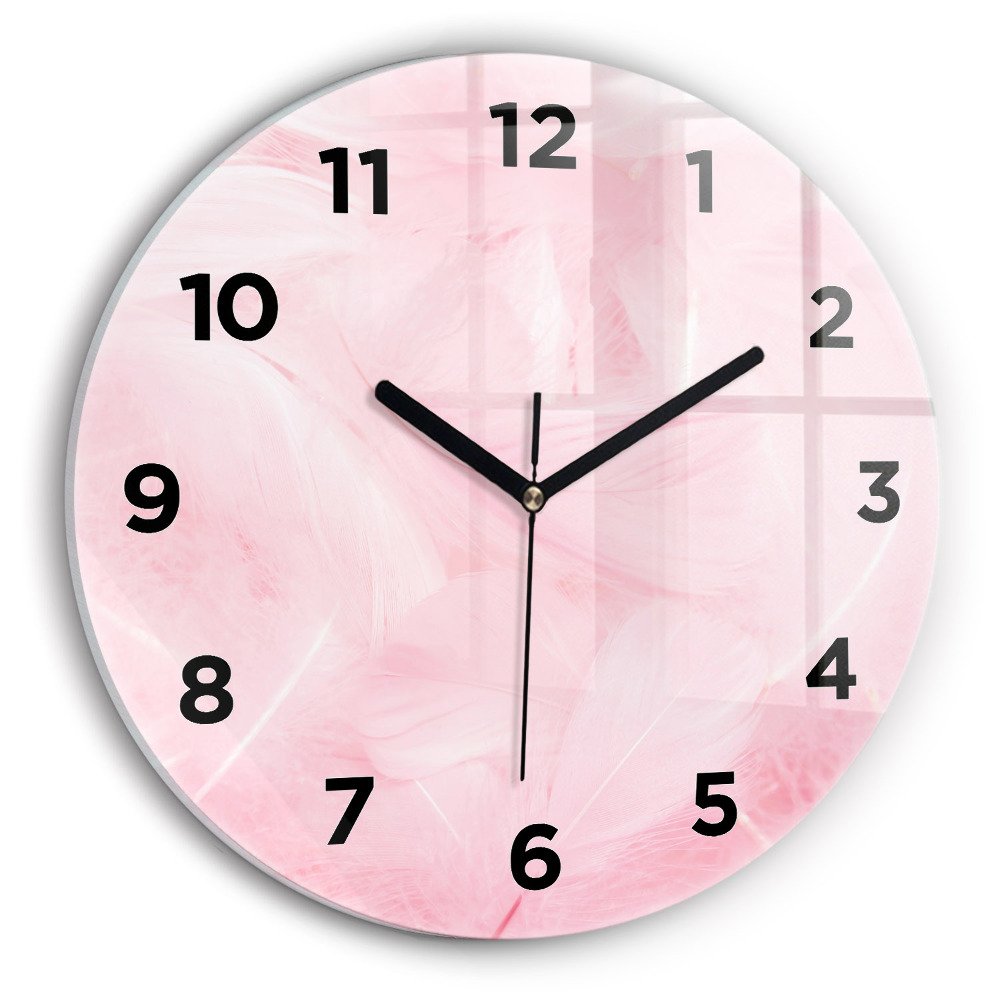 Ceas rotund de perete din sticlă Pene – abstracție