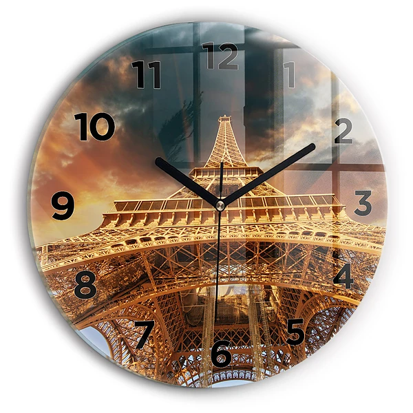Ceas rotund de perete din sticlă turnul Eiffel