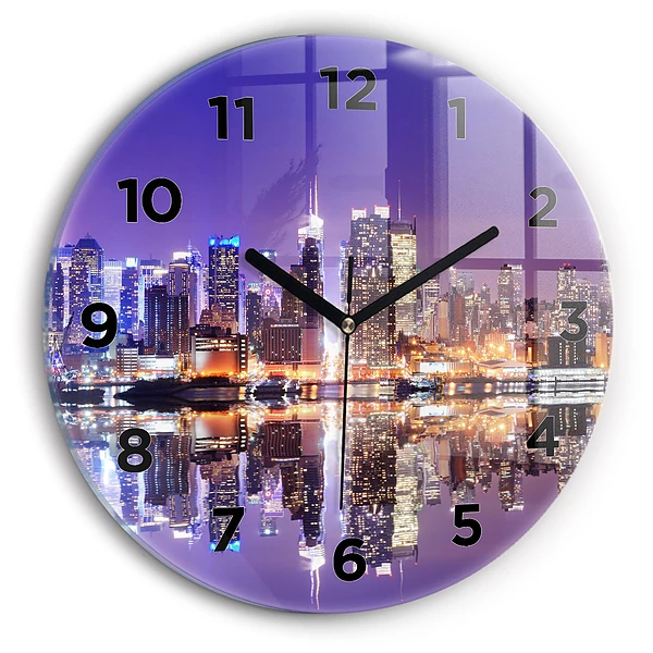 Ceas din sticlă rotund Orașul New York noaptea