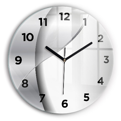 Ceas de sticlă pe perete rotund Abstracția argintului