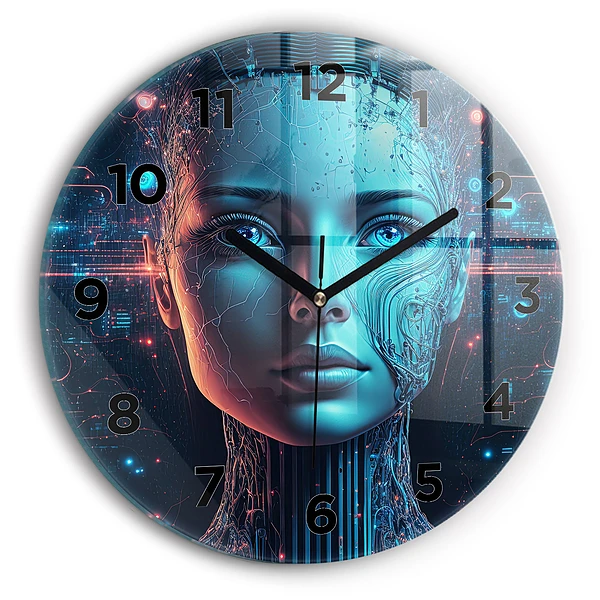 Ceas perete din sticlă rotund Inteligenţă artificială