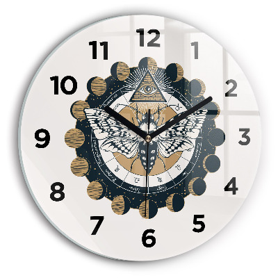 Ceas din sticlă rotund Fazele lunii și ochiul