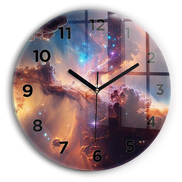 Ceas rotund de perete din sticlă Lumea cosmică a stelelor