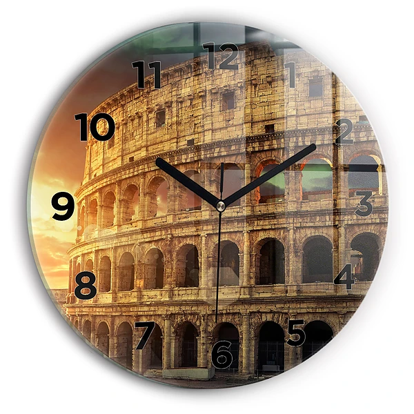 Ceas perete din sticlă rotund Colosseumul Roman