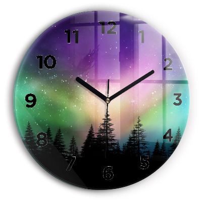 Ceas perete din sticlă rotund Auroră boreală