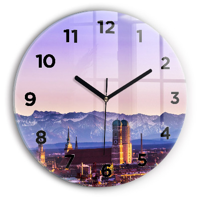 Ceas perete din sticlă rotund Alpii germani Munchen