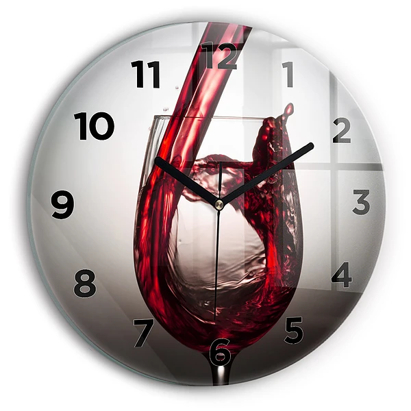 Ceas perete din sticlă rotund Pahar de vin