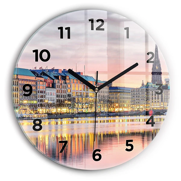 Ceas rotund de perete din sticlă Alster în Hamburg