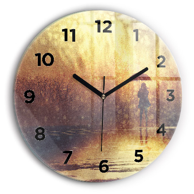 Ceas din sticlă rotund femeie cu umbrelă