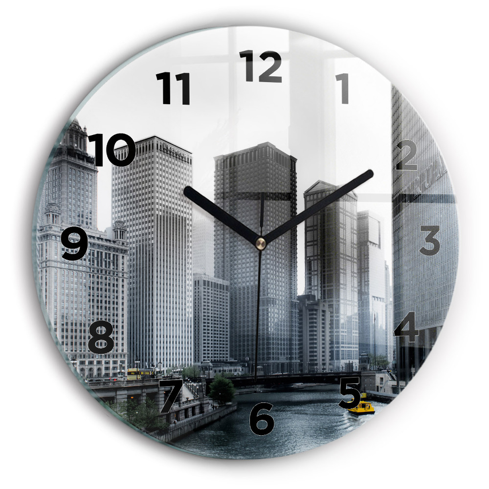 Ceas din sticlă rotund Panorama orasului