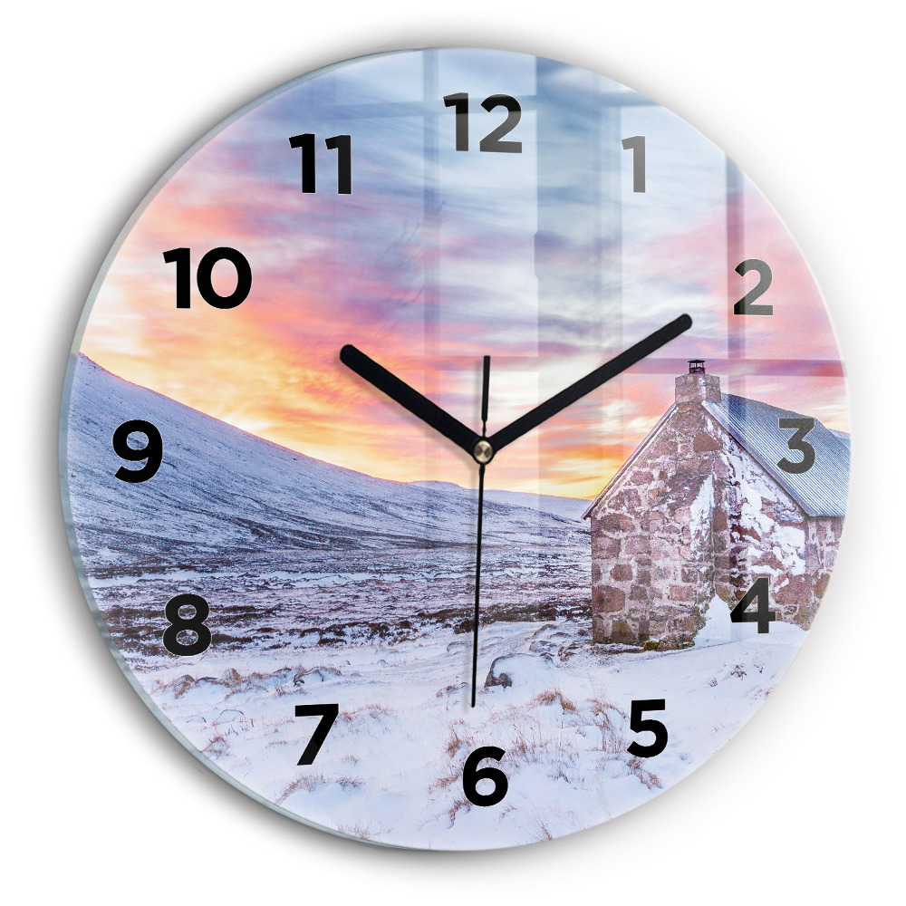 Ceas perete din sticlă rotund Casa la munte