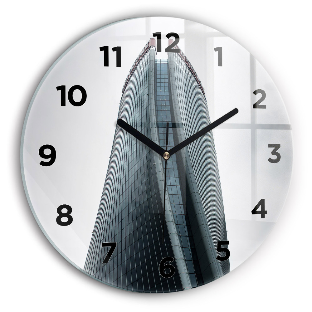 Ceas rotund de perete din sticlă Zgârie-nori din Milano