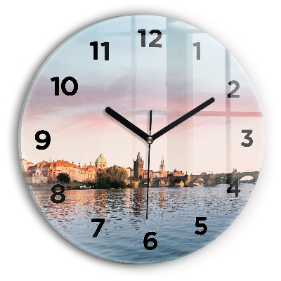 Ceas de sticlă pe perete rotund Podul Carol din Praga