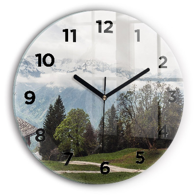 Ceas din sticlă rotund Vedere la munte