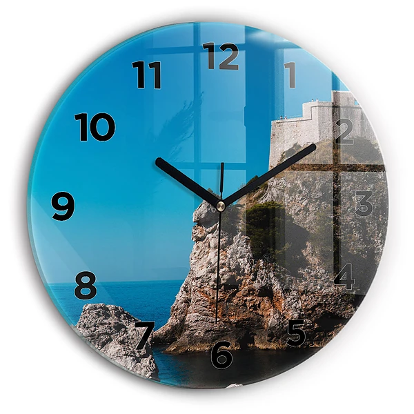 Ceas rotund de perete din sticlă Stânci din Dubrovnik
