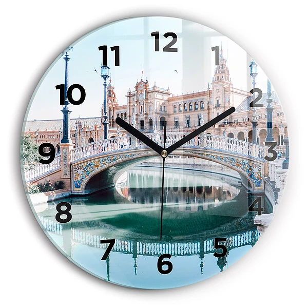 Ceas perete din sticlă rotund Plaza de España din Sevilla