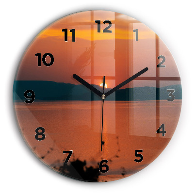 Ceas perete din sticlă rotund Lacul Balaton seara