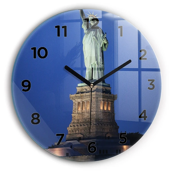 Ceas perete din sticlă rotund Statuia Libertății New York