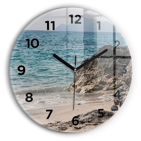 Ceas de sticlă pe perete rotund Vedere la Marea Mediterană