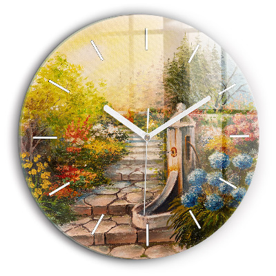 Ceas perete din sticlă rotund Compoziția uleiului în pădure