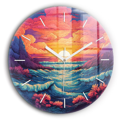 Ceas din sticlă rotund Oceanul și cerul de poveste