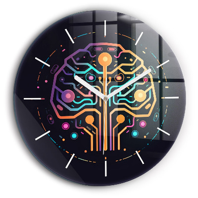 Ceas perete din sticlă rotund Abstracție colorată