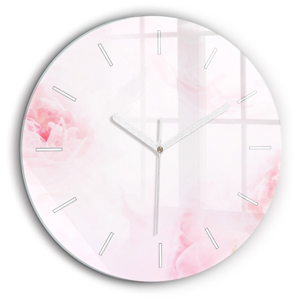 Ceas perete din sticlă rotund Flori ce înfloresc