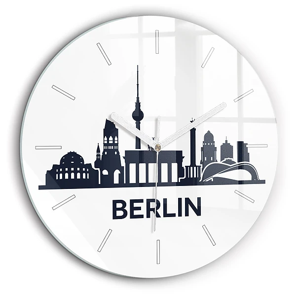 Ceas de sticlă pe perete rotund Ilustrația orașului Berlin