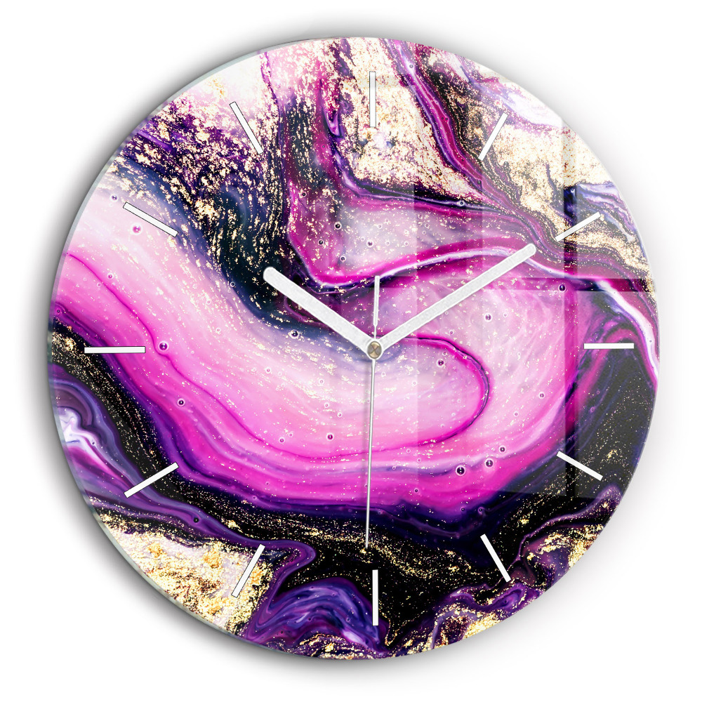 Ceas perete din sticlă rotund Abstracția din marmură