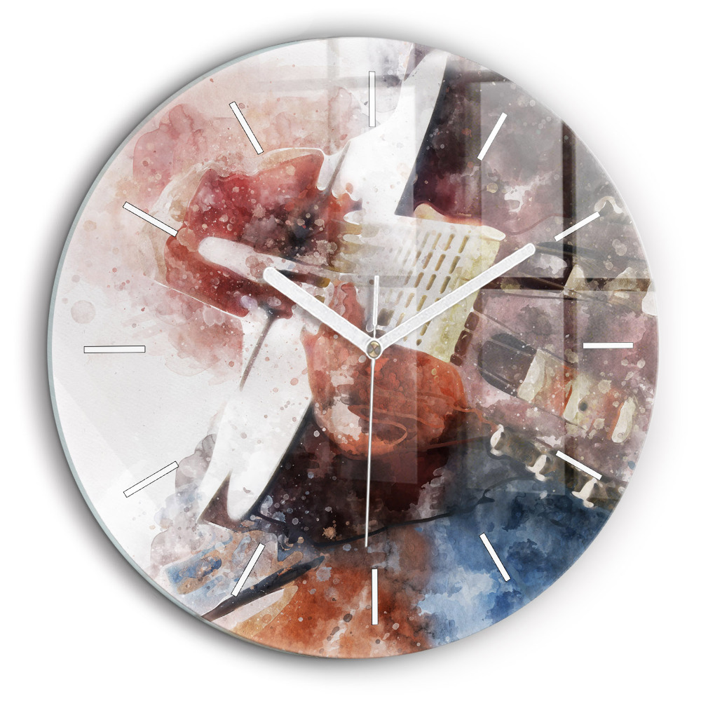 Ceas perete din sticlă rotund Vizualizare chitara