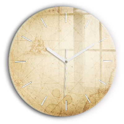 Ceas perete din sticlă rotund Harta lumii vechi